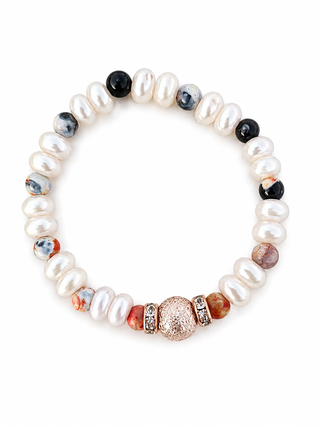Meli Aurora Pearl Bracelet |  Pearls & Natural Stone Stretch Bracelet