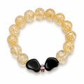 Meli Golden Glow Crackle Crystal Bracelet – Elegant Stretch Bracelet with Black Accent Beadsi