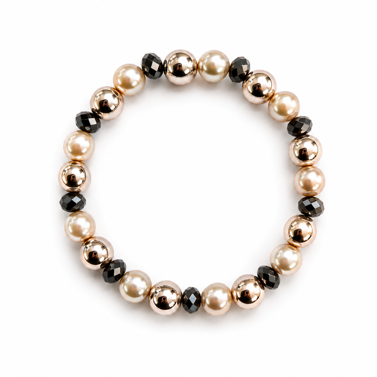 Rose Gold Pearl & Hematite Bracelet