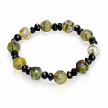 Meli Green Dragon Vein Agate Bracelet | Natural Stone Stretch Bracelet | Handmade Gift for Women