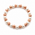 Meli Rose Gold & Pearl Stretch Bracelet | Elegant Minimalist Beaded Bracelet